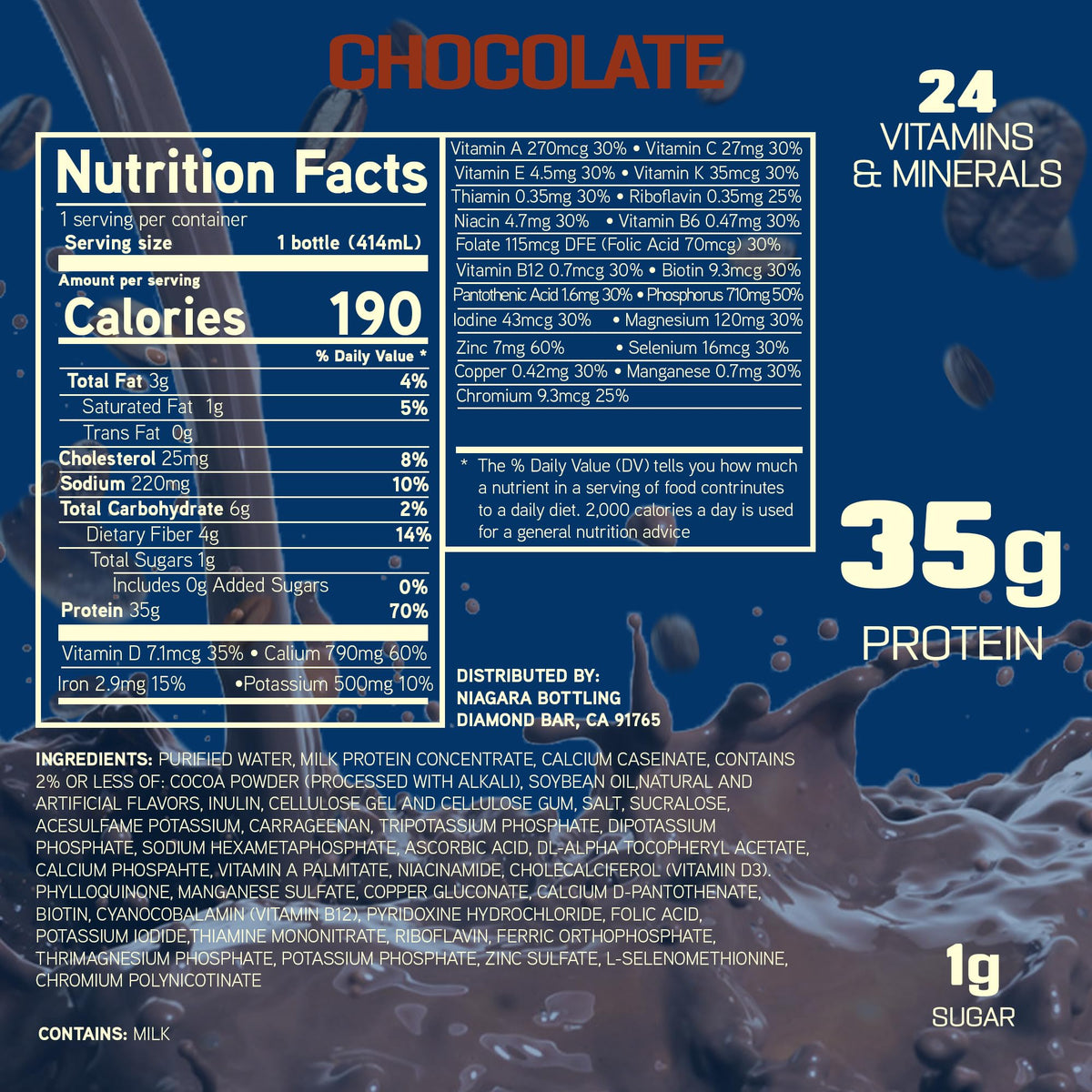 35g Protein Shake, 14 fl oz, 12 pack, Chocolate R59234