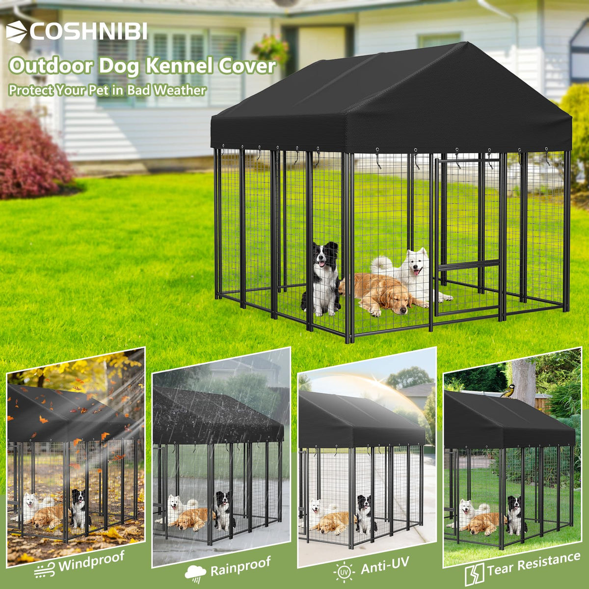 Heavy Duty Waterproof UV Resistant Dog Kennel Cover R7286