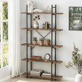5 Tiers Rustic Brown and Metal Bookshelf B804613