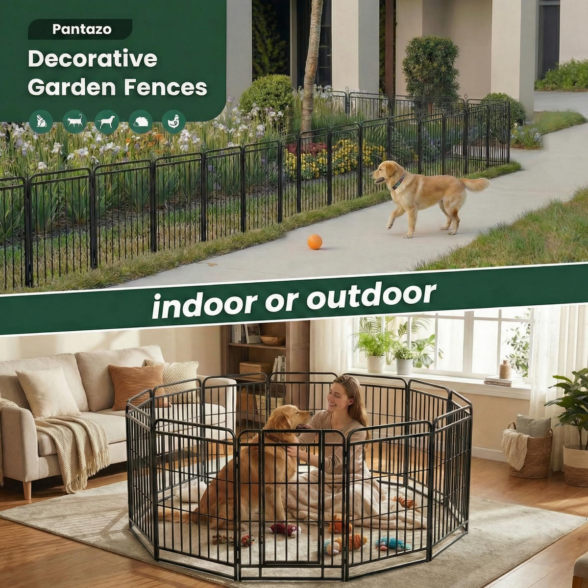 16 Panels 40'' Rustproof Metal Dog Playpen V85166