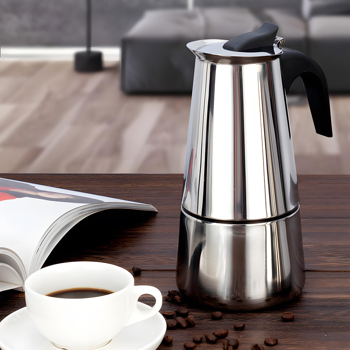 Stainless Steel Stovetop Espresso Maker 300ml 6 cup W958