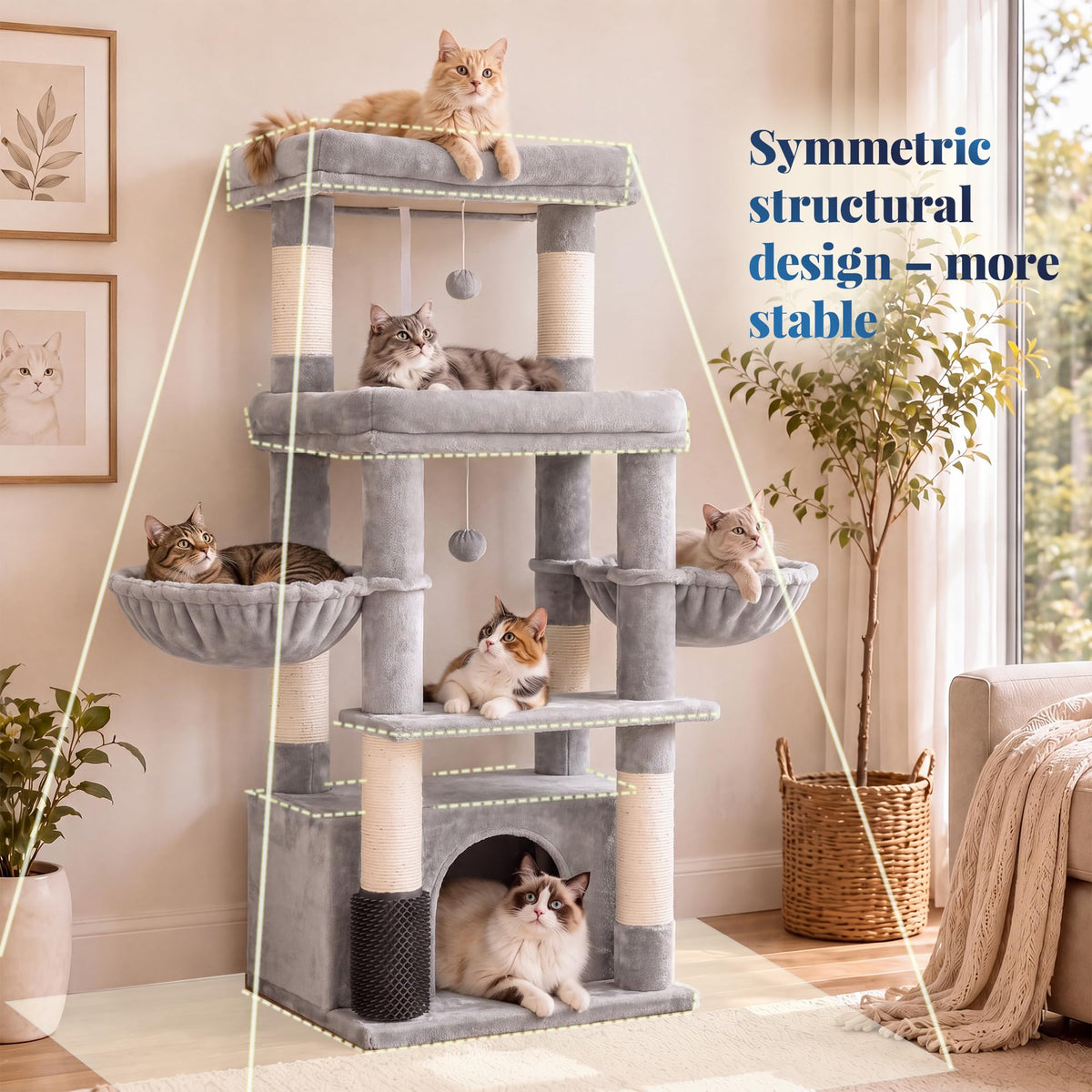 Cat Tree Tower with Extra Large Platform H8233