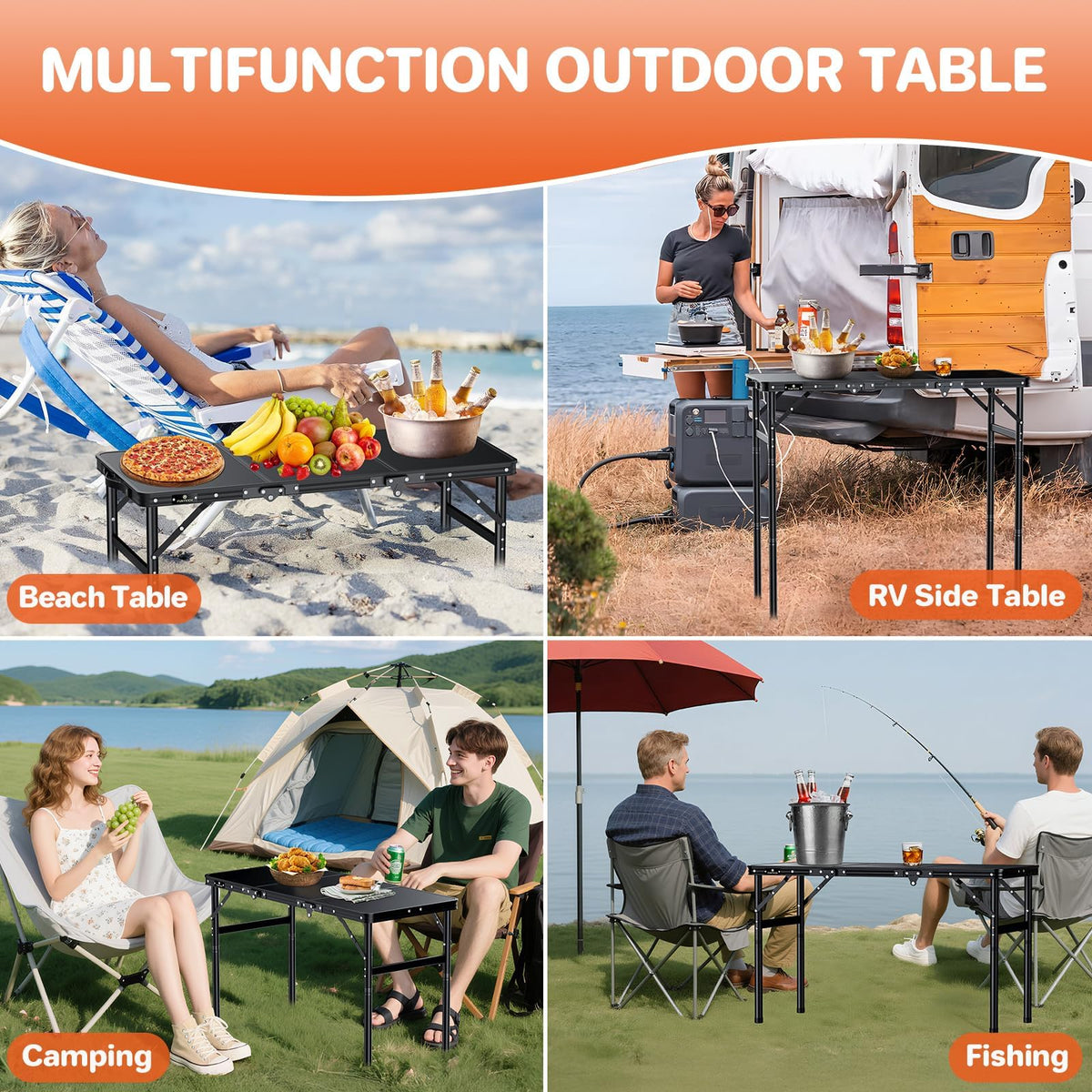 Aluminum Folding Camping Table 3 Height Adjustable F9413