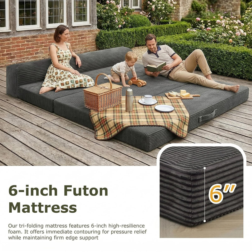 6 inch Tri-Folding Full Size Grey Mattress U41057