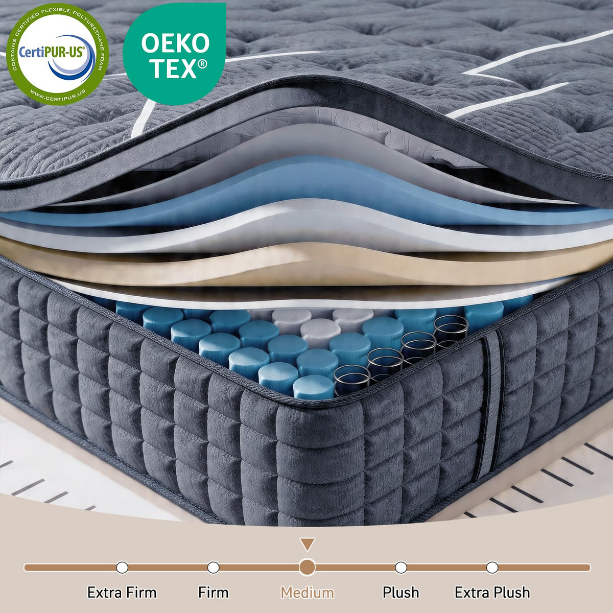 Full Size 12 Inch Gel Memory Foam Pocket Spring Mattress Z1355