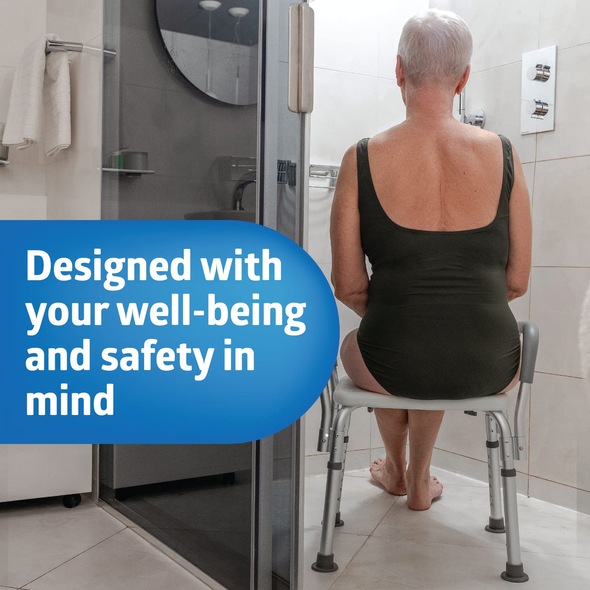 Shower Chair with Backrest and Padded Armrests C982536