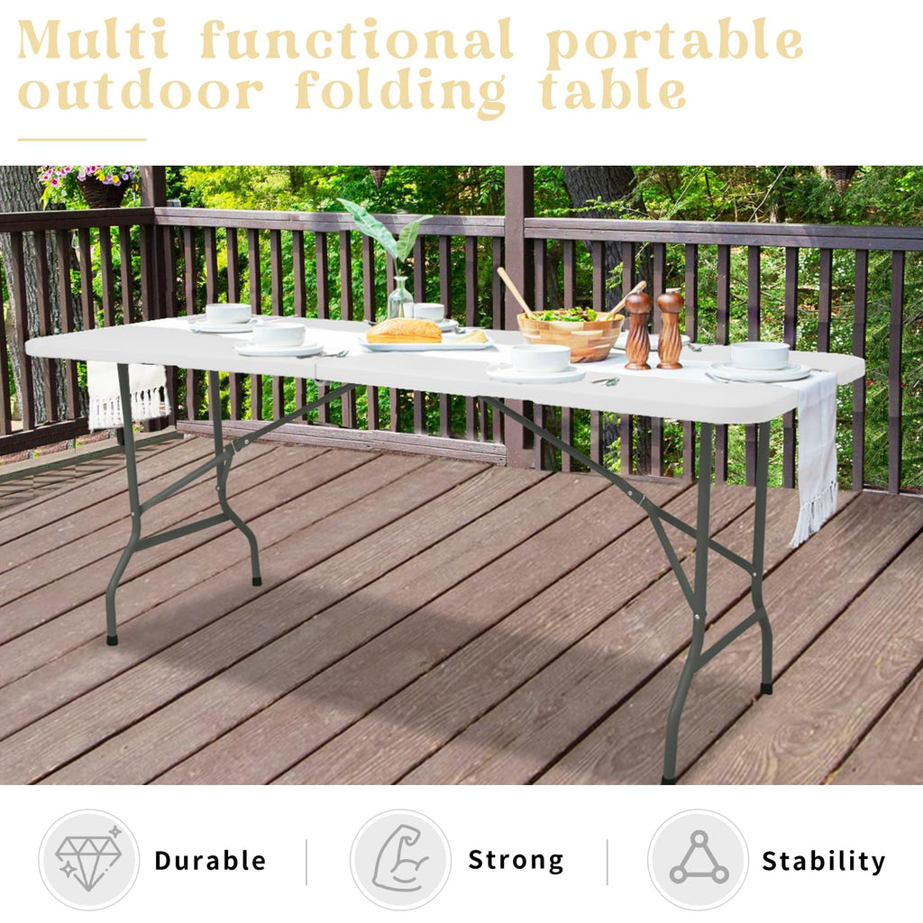Set of 2 White 6 FT Folding Plastic Table D32973