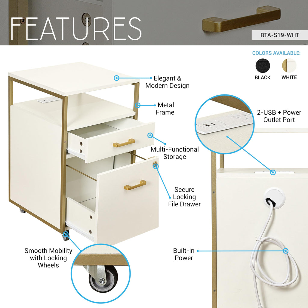 2 Drawer Rolling File Cabinet with Lock O730863
