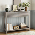 Oak Gray Fluted Console Table with Drawers A837658