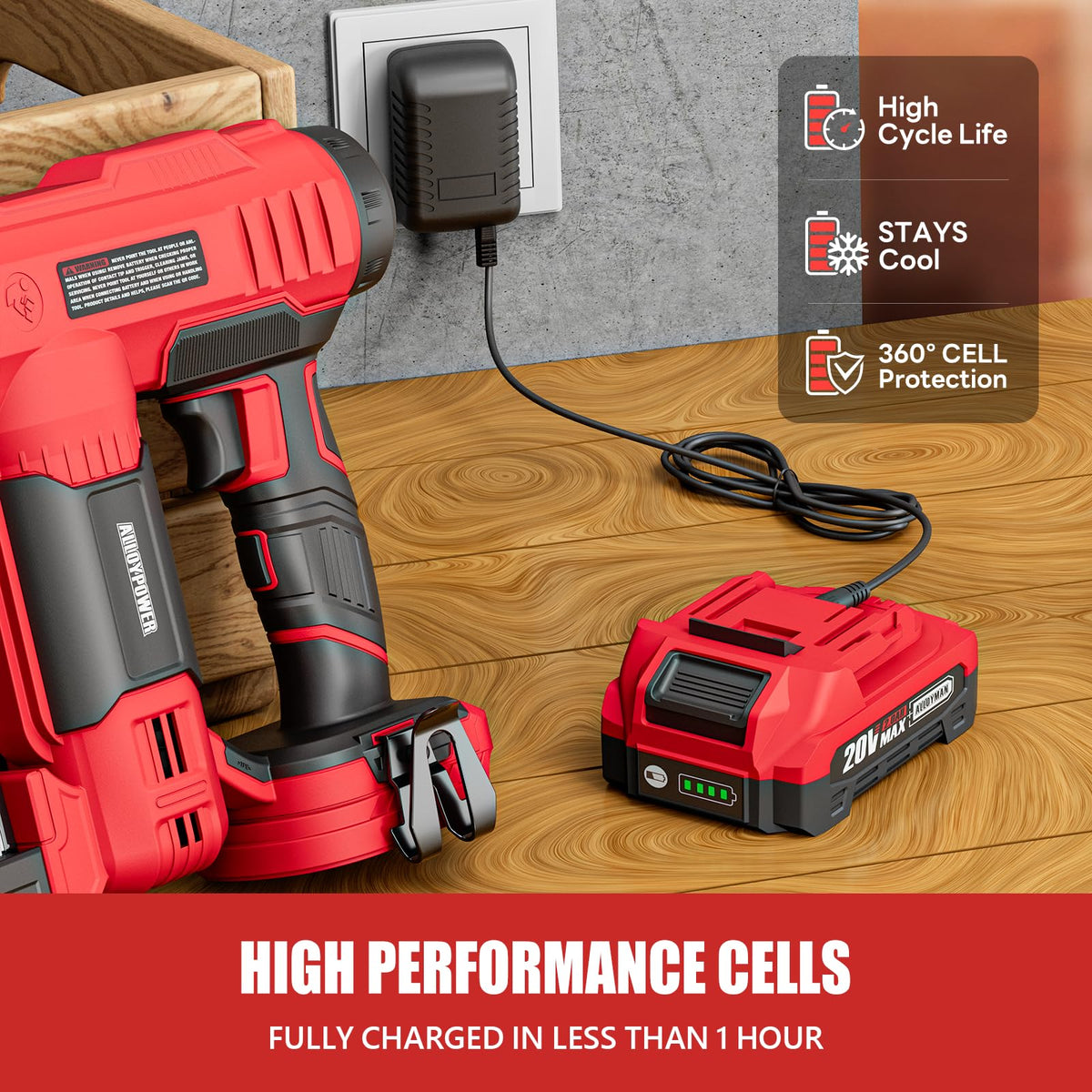 2 in 1 Cordless Brad Nailer/Electric Stapler with Battery and Charger S3812
