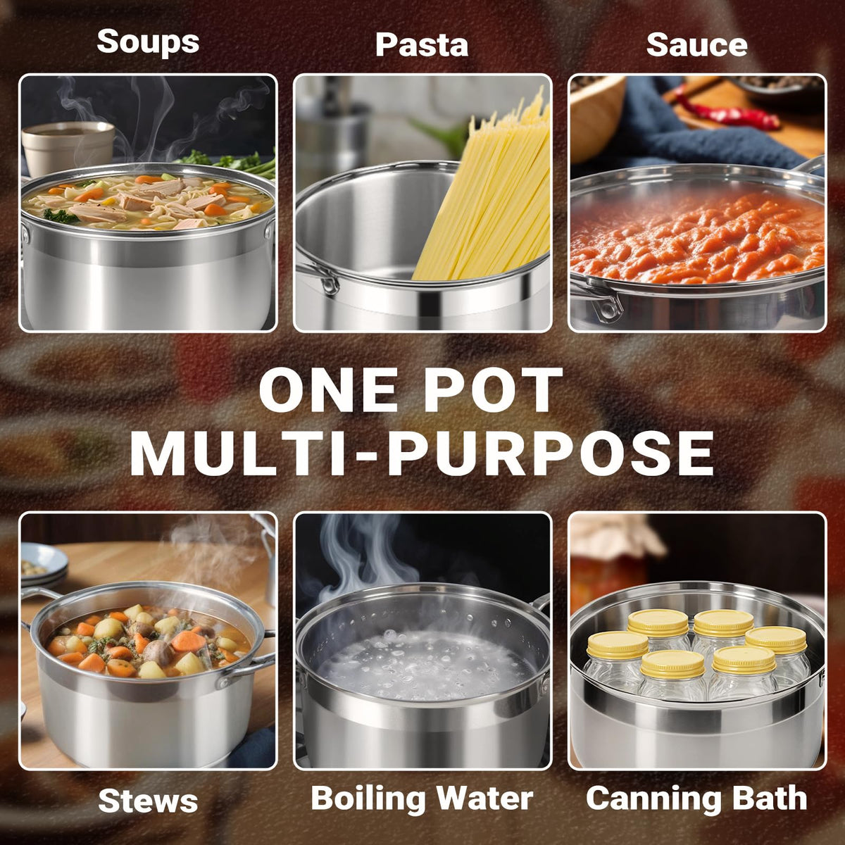 8 Quart Stainless Steel Induction Stock Pot E51483