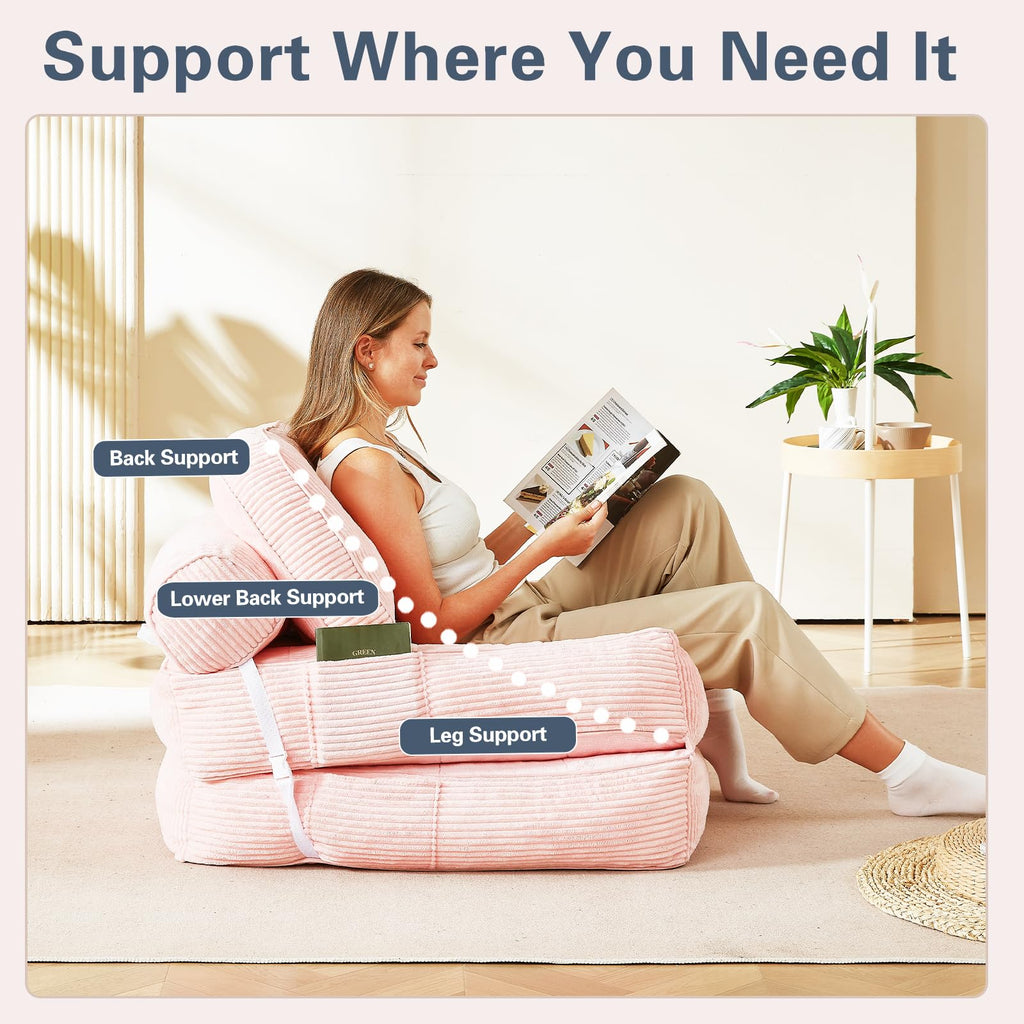 Pink Flannel Folding Sofa Bed E770876