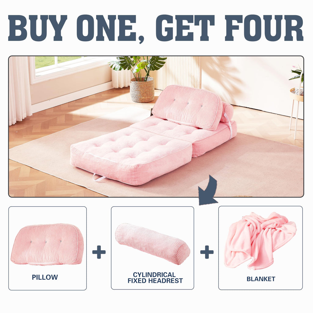 Pink Flannel Folding Sofa Bed E770876