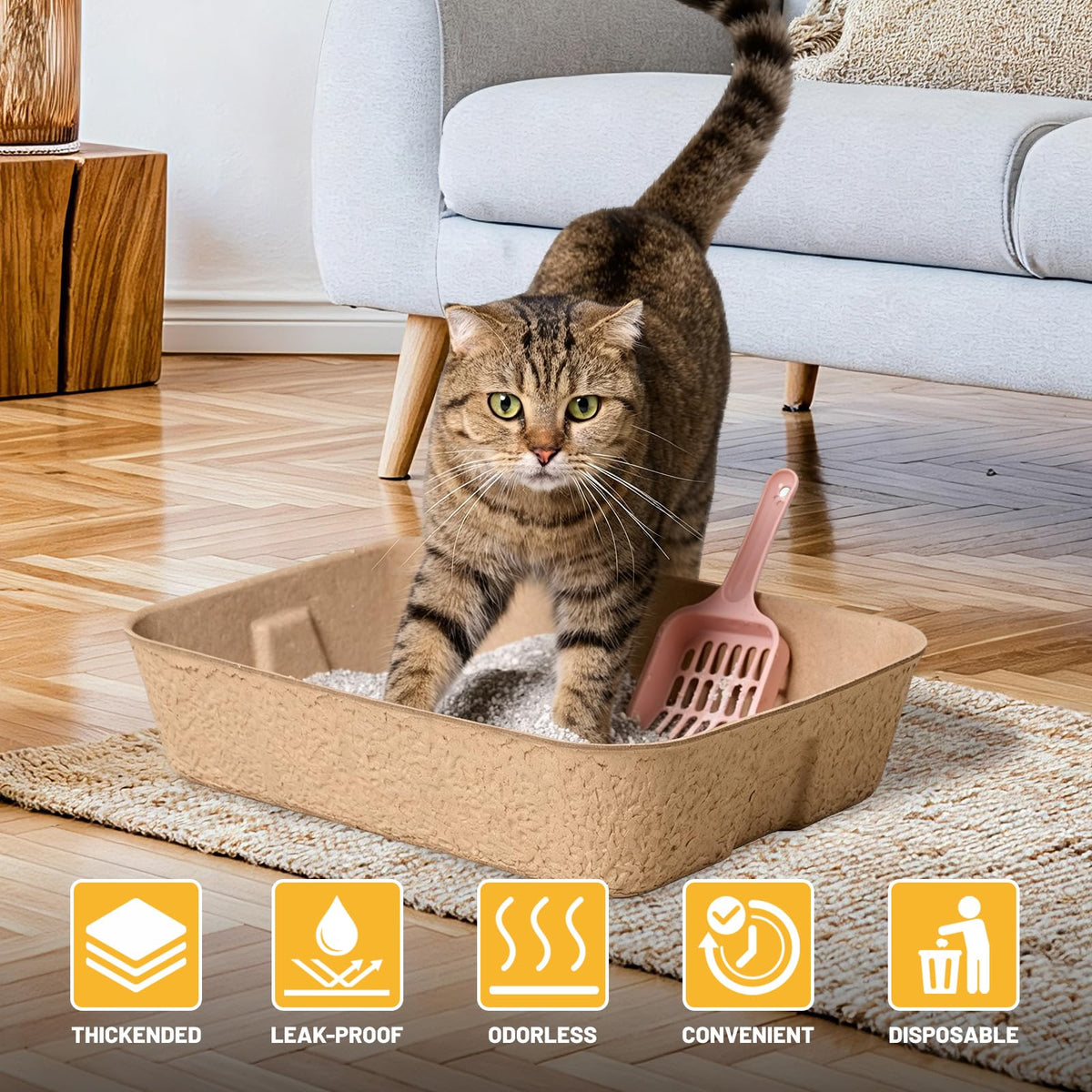 4 Pack Disposable Cardboard Cat Litter Boxes L5520