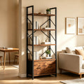 5 Tier Wood Bookshelf with Drawer I382382