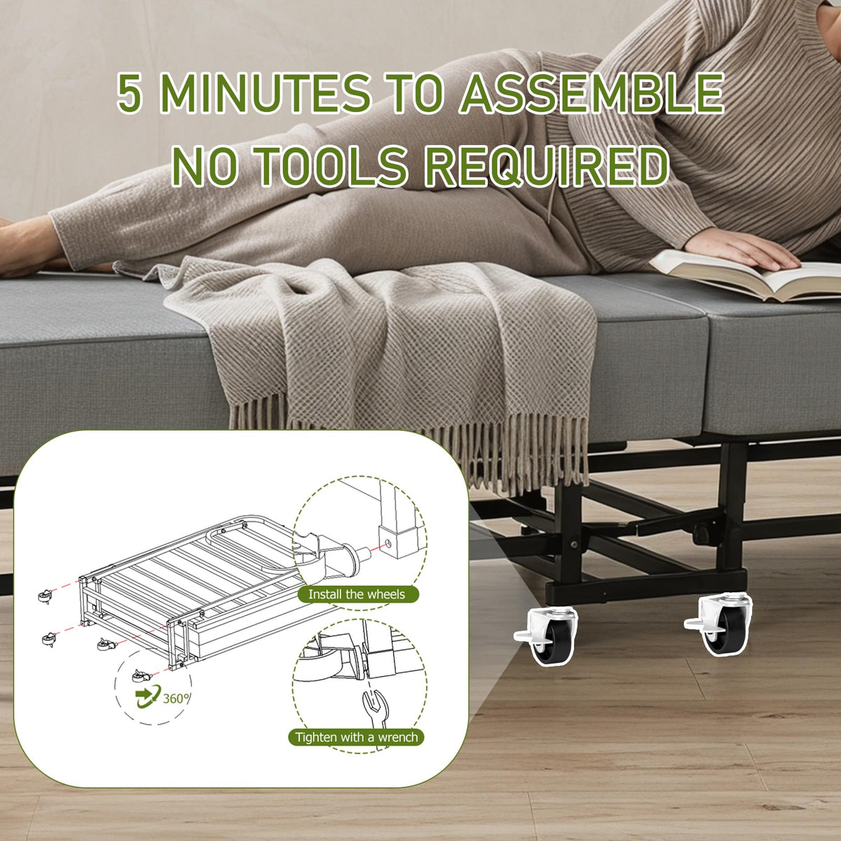 Folding Bed on Wheels N9191