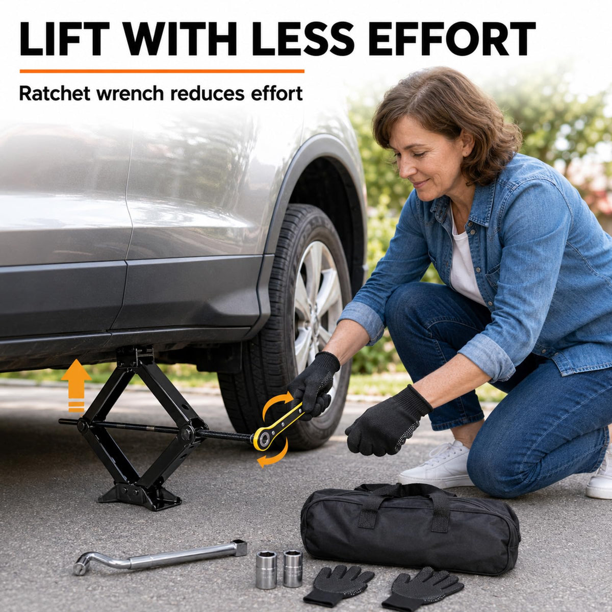 3 Ton Scissor Car Jack Kit with Ratchet Wrench V9656