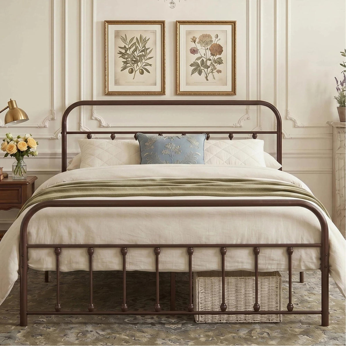 Full Size Metal Bed Frame with Headboard and Footboard E242