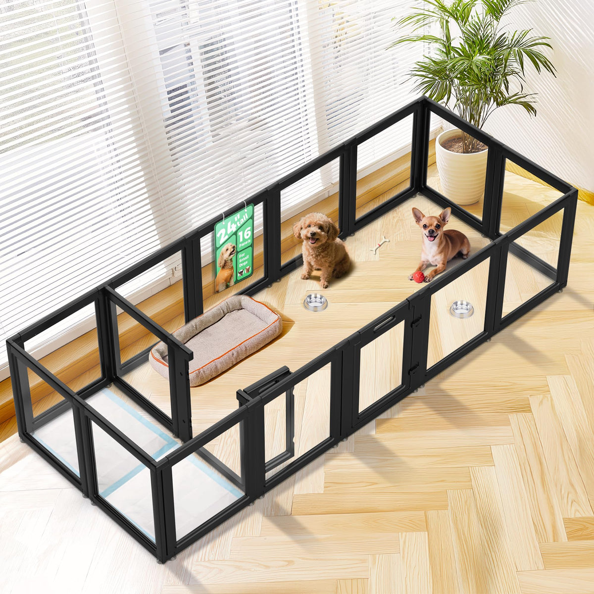Clear Acrylic 24" H 16 Panels Dog Playpen I956