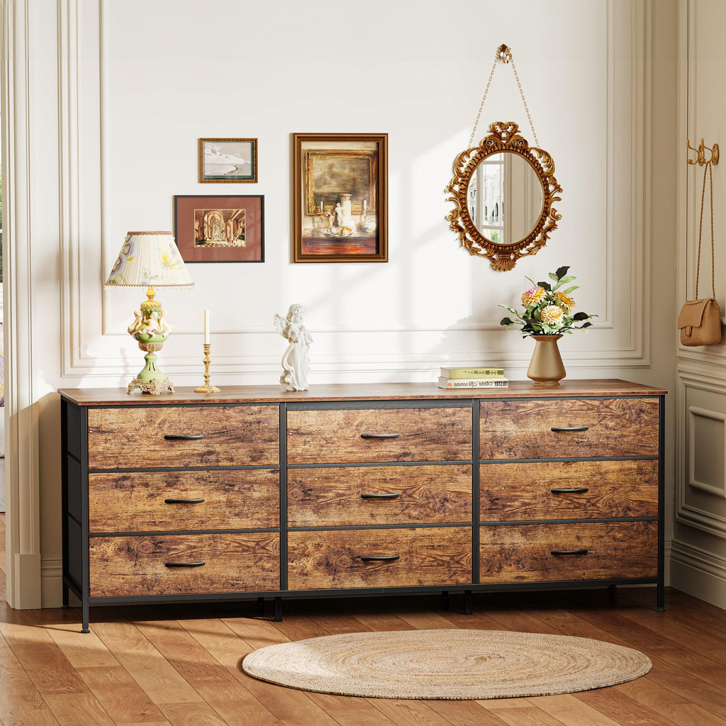 63 Inch 9 Fabric Drawer Dresser M24916