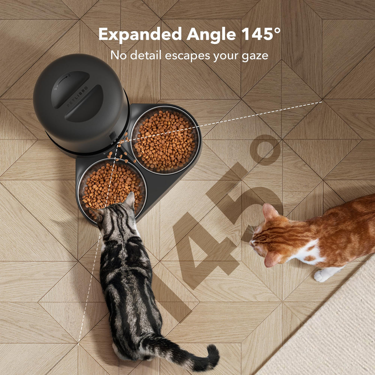 Automatic Cat Feeder with Camera, 1080P HD Video, 5G WiFi, 2-Way Audio, Dual Tray, Black 5L V5740