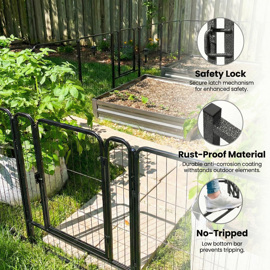16 Panels 40'' Rustproof Metal Dog Playpen V85166