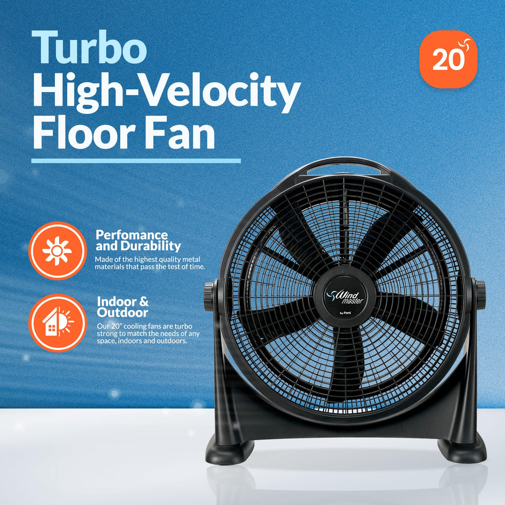 20 in High-Velocity 3 Speed Adjustable Floor Fan S865823