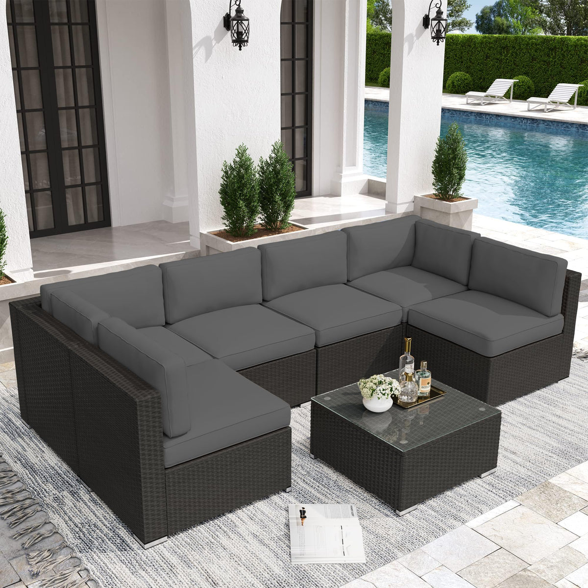 Grey 7-Piece Outdoor Patio Furniture Set R4698