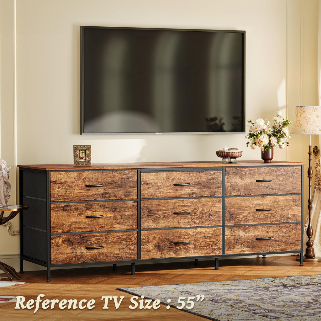 63 Inch 9 Fabric Drawer Dresser M24916