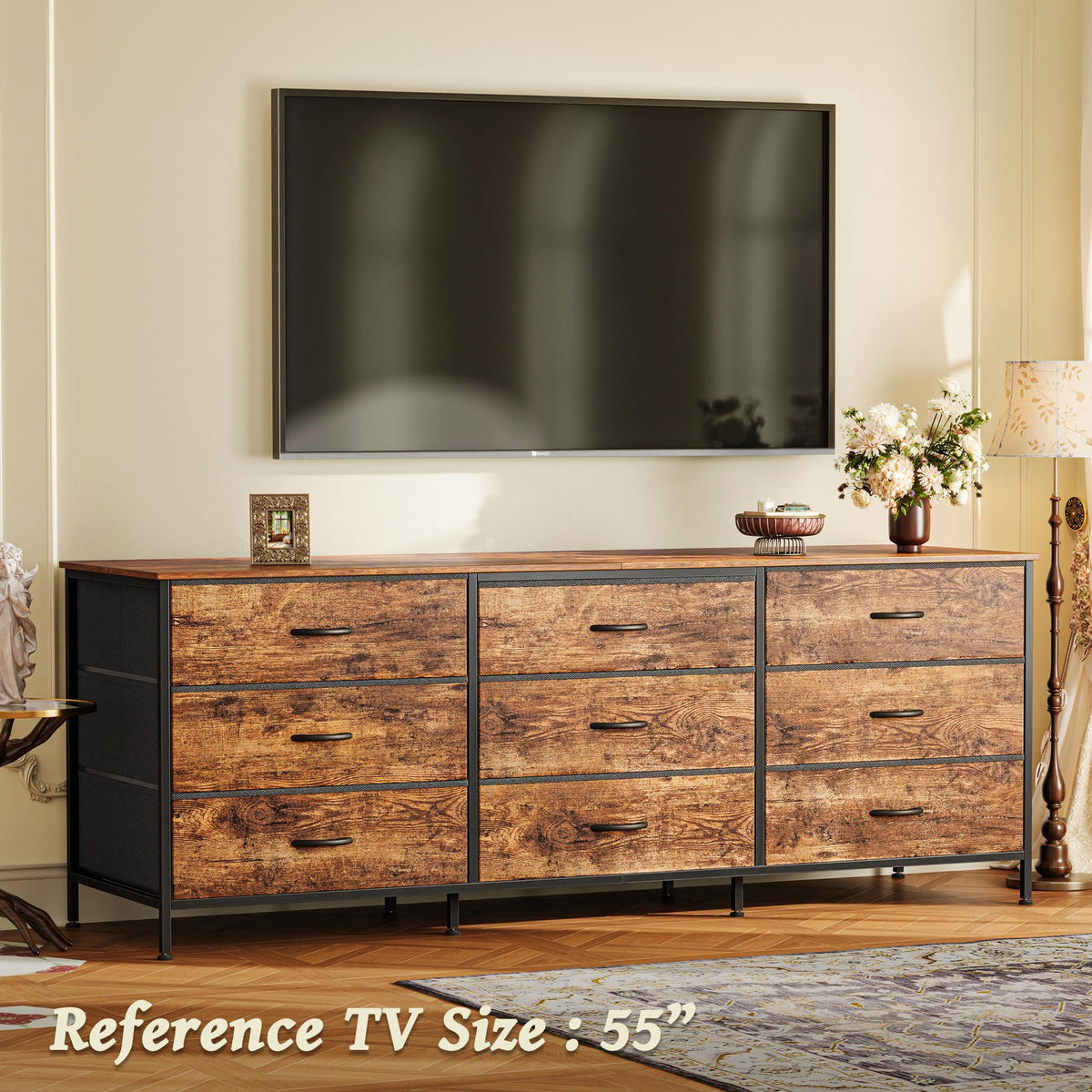 63 Inch 9 Fabric Drawer Dresser M24916