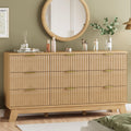 Natural Oak 9 Drawer Fluted Wood Dresser G22715