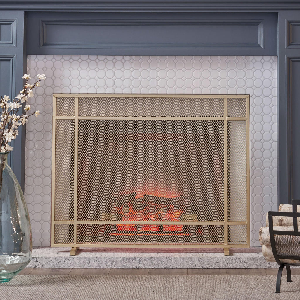 Black Metal Fireplace Screen M6832