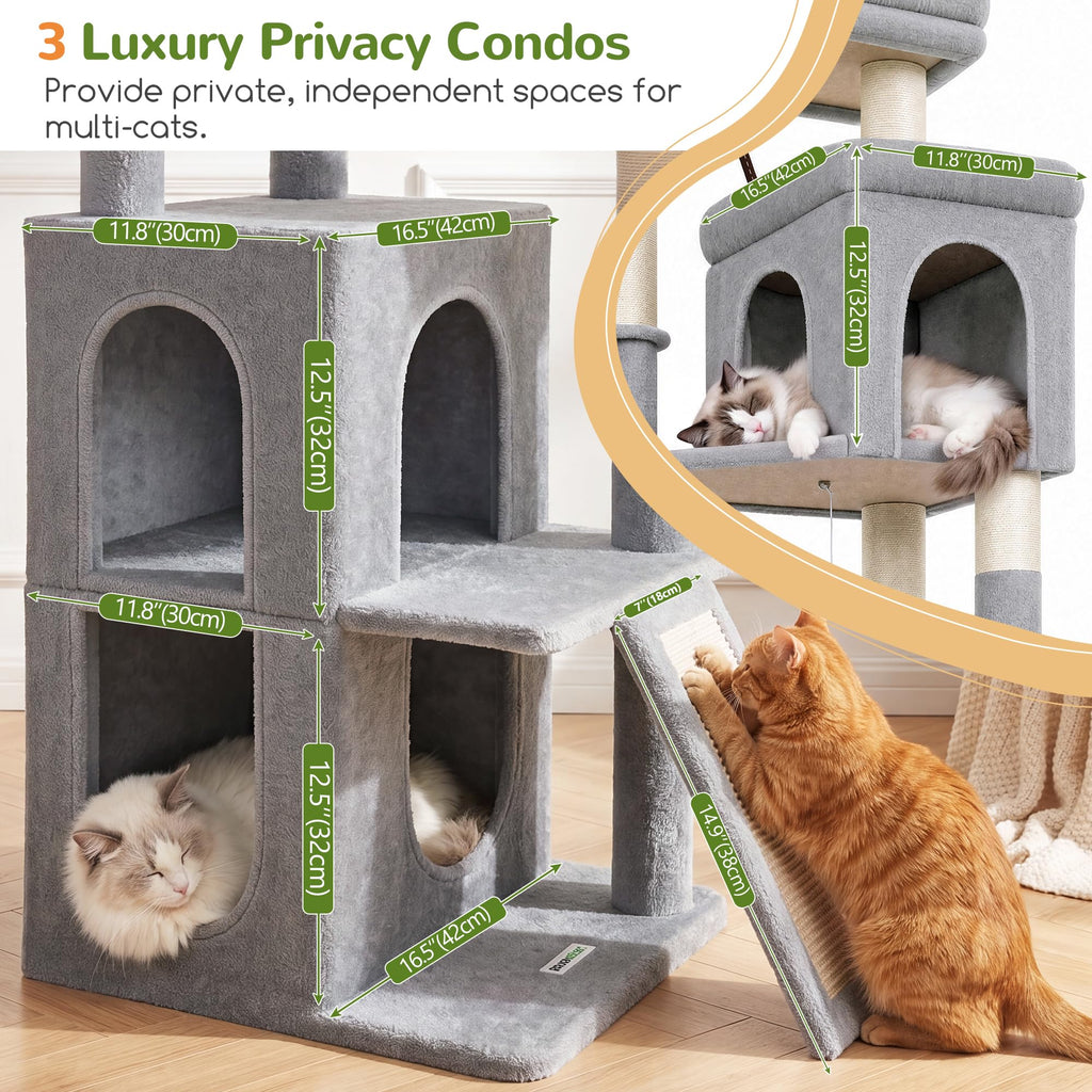 70 inch Light Grey Cat Tree Condos M379179