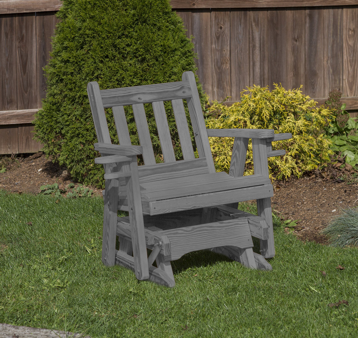 Heavy Duty Pressure Treated Outdoor Glider Chair with Cup Holders R83120